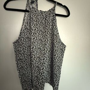 SHEIN Black and White Floral Tank Top